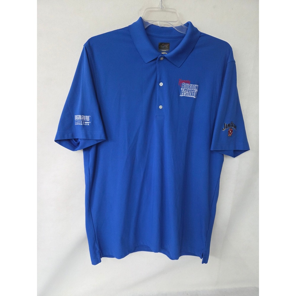 Kentucky Bourbon Festival Jim Beam Play Dry Polo Shirt Mens XXL Blue Greg Norman